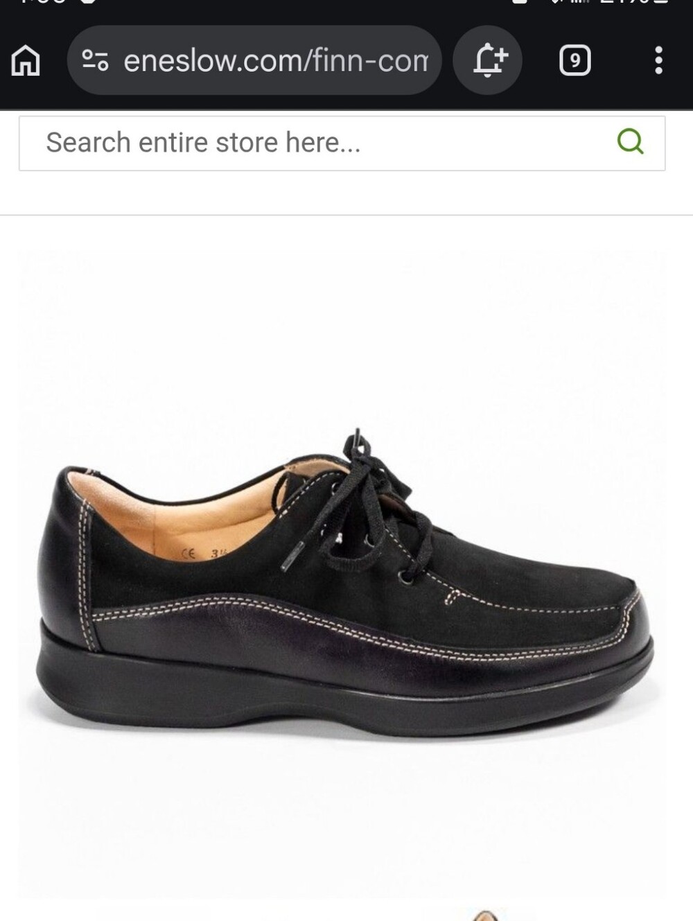 New Condition..Finn Comfort Black Nubuck Derby Lace-Up Shoe
